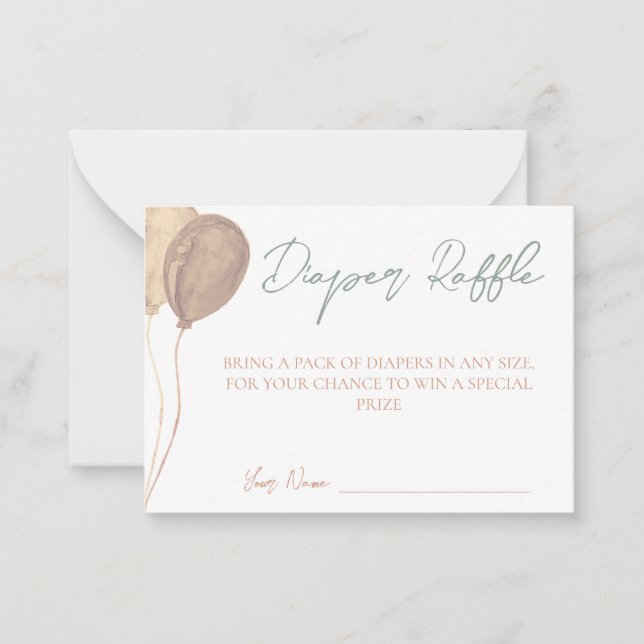 Tarjeta Baby Shower Diaper Raffle para globos (Anverso)