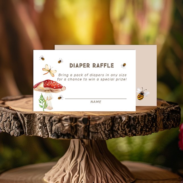 Tarjeta Baby Shower Diaper Raffle para hongos | Wh (Diaper Raffle )
