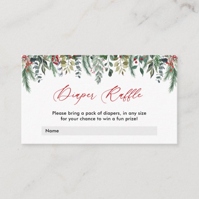 Tarjeta Baby Shower Diaper Raffle para Invierno (Anverso)