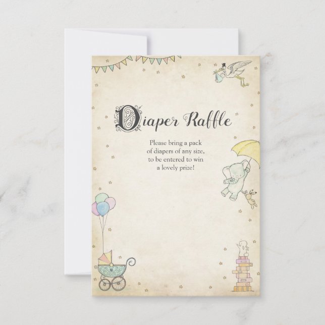 Tarjeta Baby Shower Diaper Raffle para libro de hi (Anverso)
