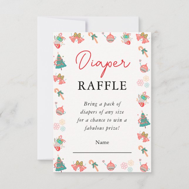 Tarjeta Baby Shower Diaper Raffle para navidades (Anverso)