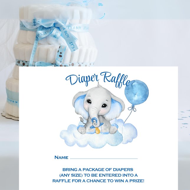 Tarjeta Baby Shower Diaper Raffle para niños elefa (Subido por el creador)