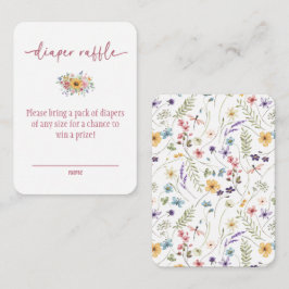 Tarjeta Baby Shower Diaper Raffle Rosa de flores s