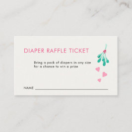 Tarjeta Baby Shower Diaper Raffle Rosa Mistletoe