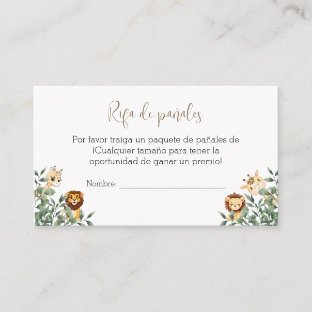 Tarjeta Baby Shower Enclosure con Baby Diaper Raff (Anverso)