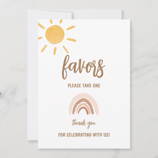 Tarjeta Baby Shower Favors Sunshine (Anverso)
