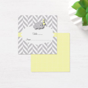 Tarjeta Baby Shower Flat Place con elefante amaril