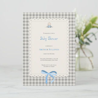 Tarjeta Baby Shower gingham