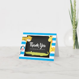 Tarjeta Baby Shower Gracias a Jungle Animal Chalkboard
