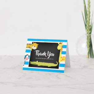 Tarjeta Baby Shower Gracias a Jungle Animal Chalkboard