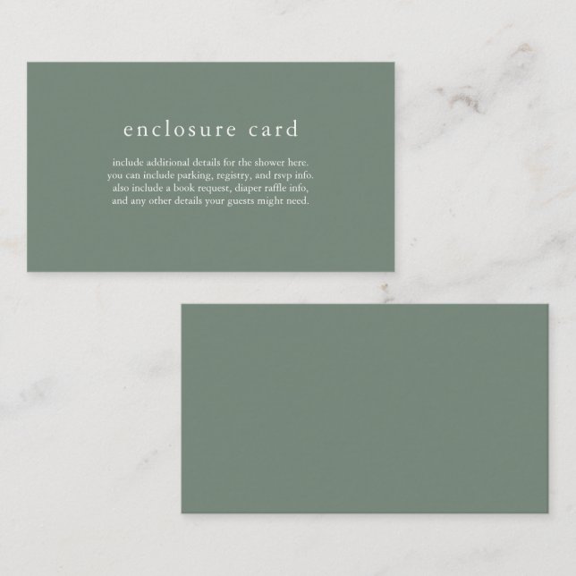 Tarjeta Baby Shower HANNAH Sage Green Boho (Anverso / Reverso)