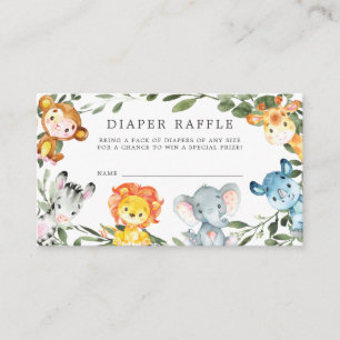 Tarjeta Baby Shower Jungle Animals Diaper Raffle