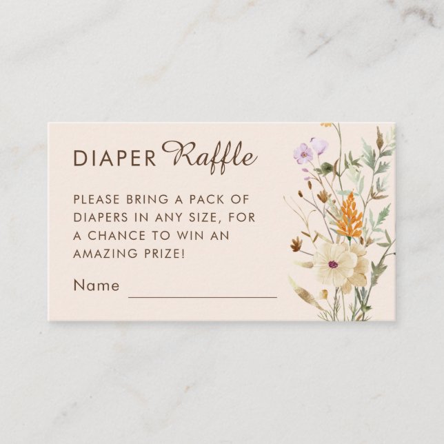 Tarjeta Baby Shower Little Wildflower Diaper Raffl (Anverso)