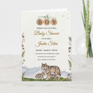 Tarjeta Baby Shower Lobo del Bosque