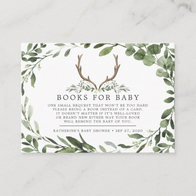Tarjeta Baby Shower Lumberjack Deer Books Para Beb (Anverso)
