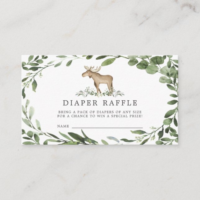 Tarjeta Baby Shower Lumberjack Moose Diaper Raffle (Anverso)