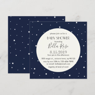 Tarjeta Baby Shower Midnight Blue Full Moon Star