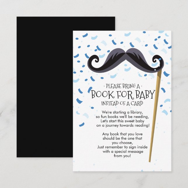 Tarjeta Baby Shower Mustache para bebé (Anverso / Reverso)
