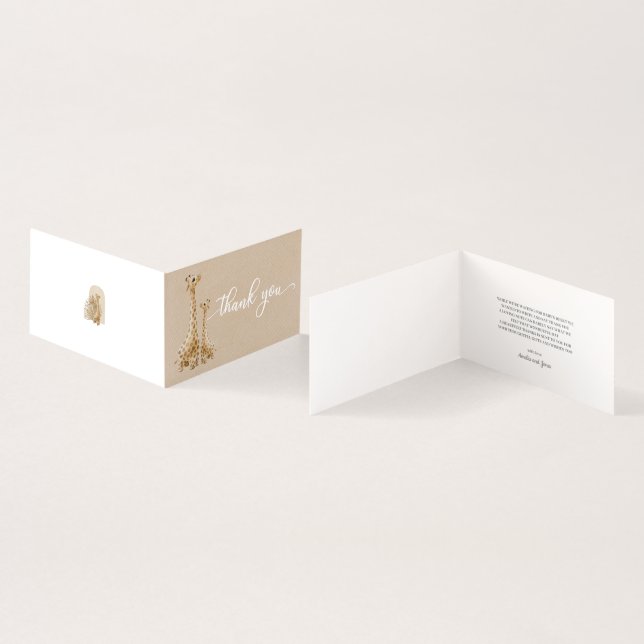 Tarjeta Baby Shower Neutral Pampas Grass Giraffe (Interior y exterior)