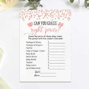 Tarjeta Baby Shower para adivinar el precio correc