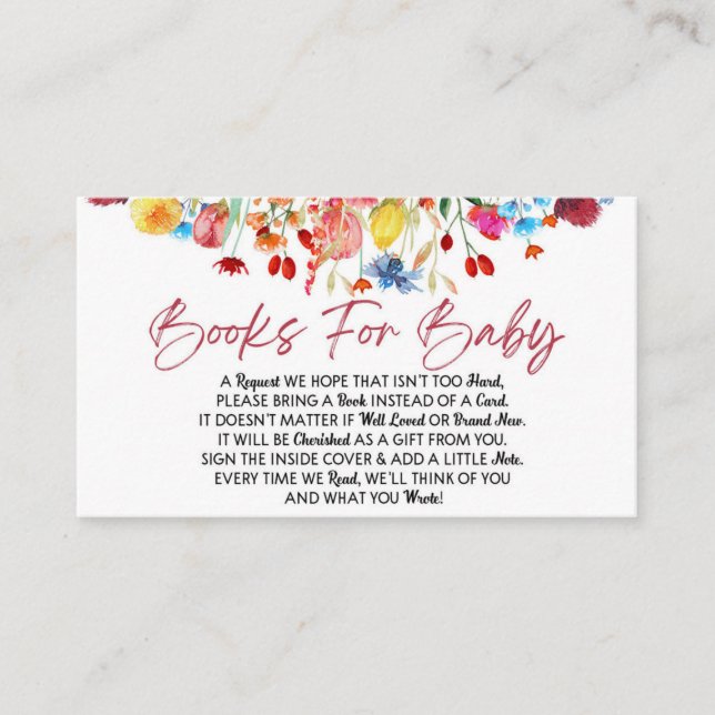 Tarjeta Baby Shower para bebés con flores silvestr (Anverso)