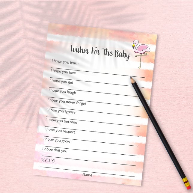 Tarjeta Baby Shower Para Deseos De Flamingo A La B (Subido por el creador)