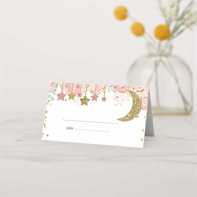 Tarjeta Baby Shower Place de doble trinquete dorad (Reverso)