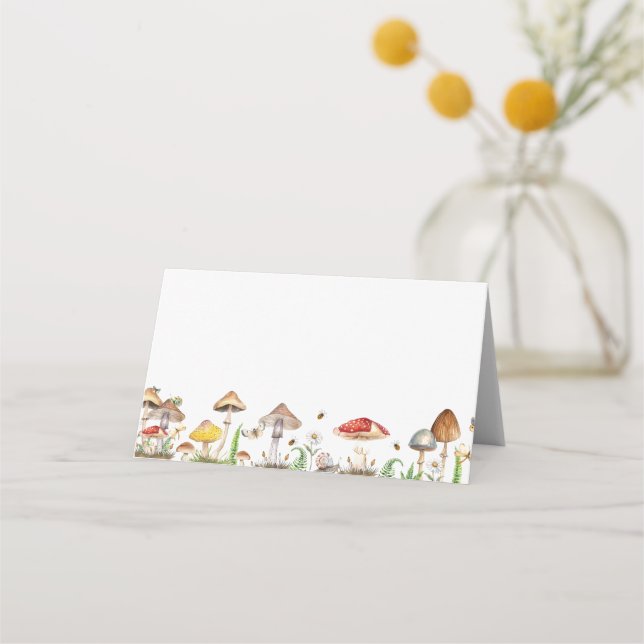Tarjeta Baby Shower Place de Woodland Mushroom con (Anverso)