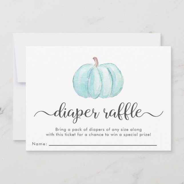 Tarjeta Baby Shower Raffle de calabaza azul para n (Anverso)