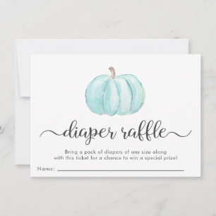 Tarjeta Baby Shower Raffle de calabaza azul para n