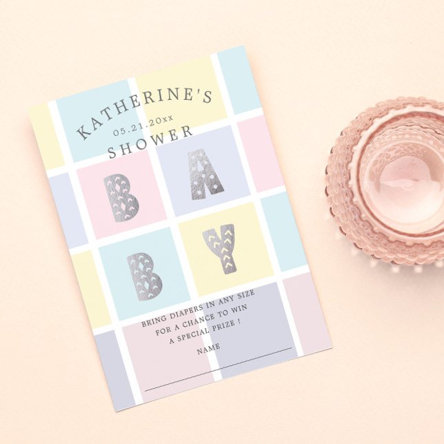 Tarjeta Baby Shower Raffle Pastel Color Block Gold (Subido por el creador)