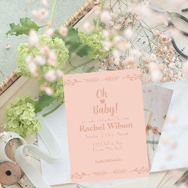 Tarjeta Baby Shower rosa Delicada