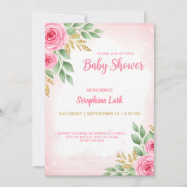 Tarjeta Baby Shower rosa editable para Chicas