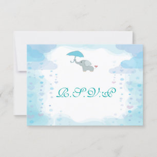 Tarjeta Baby Shower RSVP de color azul