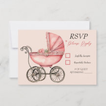 Tarjeta Baby Shower RSVP para Chicas de transporte