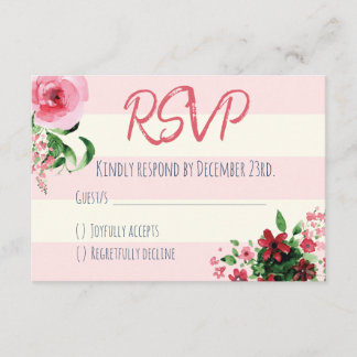 Tarjeta Baby Shower RSVP Rosa floral