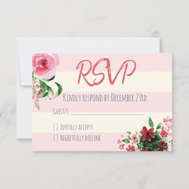 Tarjeta Baby Shower RSVP Rosa floral (Anverso)