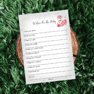 Tarjeta Baby Shower Silvr Flamingo Ballerina Wish