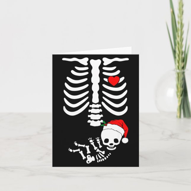 Tarjeta Baby Shower Skeleton Christmas Santa Pregnancy Ann (Anverso)