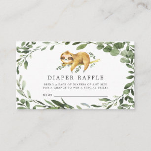 Tarjeta Baby Shower Sleeping Sloth Diaper Raffle