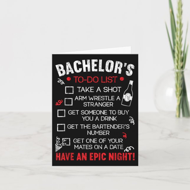 Tarjeta Bachel, Fiesta Funny De La Novia Groom (Anverso)