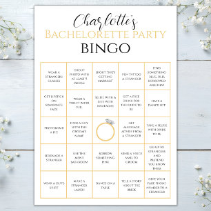 Tarjeta Bachelorette Bingo Gold Hen Juego Fiesta Challenge