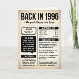 Tarjeta Back in 1996, 30th Birthday Fun Facts Card