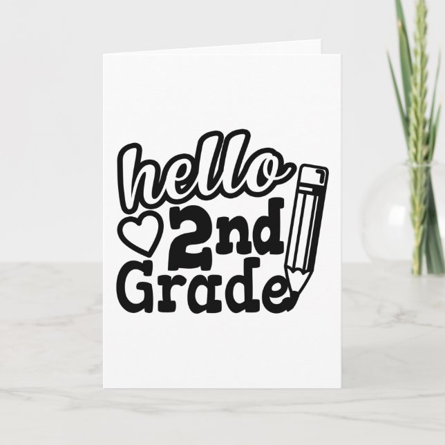 Tarjeta Back To School Gift - Hello Second (2nd) Grade Kid (Anverso)