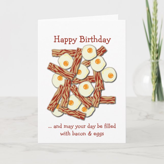 Tarjeta Bacon y huevos Feliz cumpleaños (Anverso)