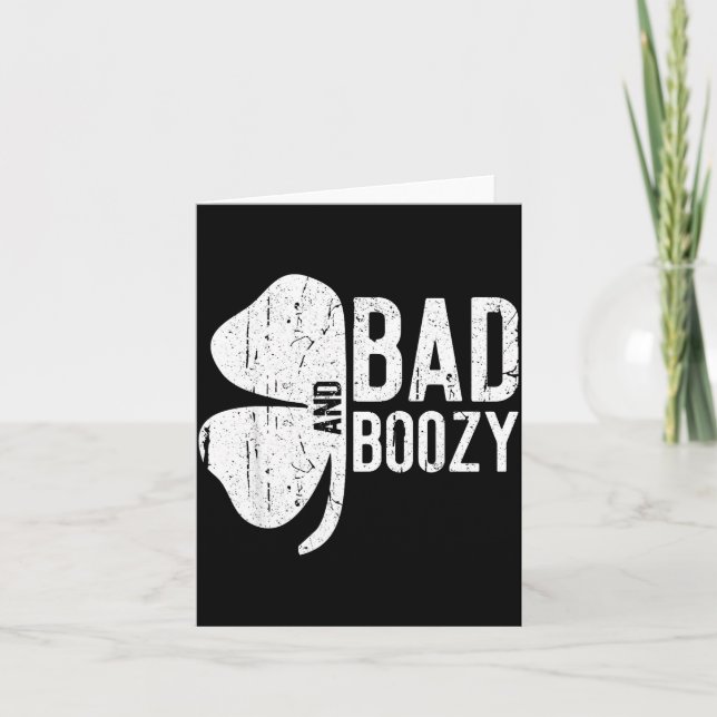 Tarjeta Bad And Boozy Shirt Irish Men Women St Patricks Da (Anverso)
