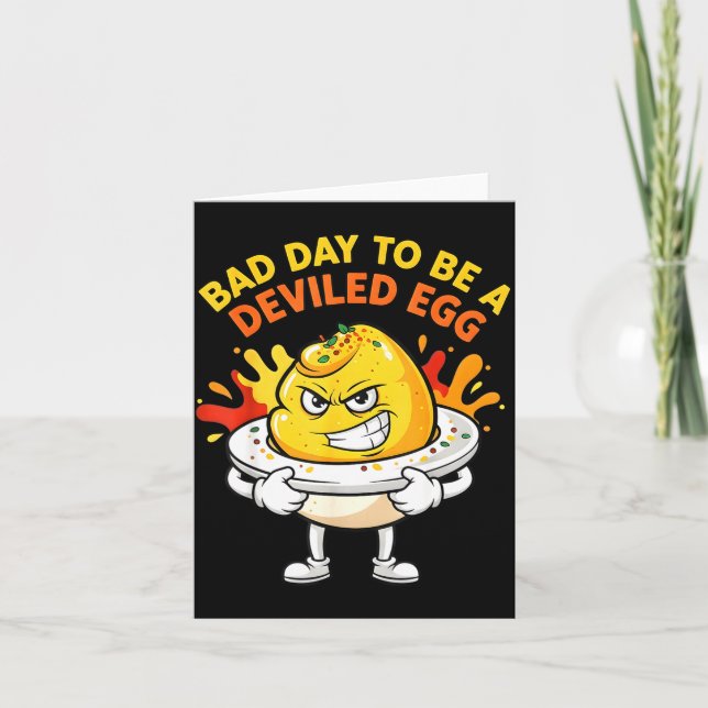 Tarjeta Bad Day To Be A Deviled Egg Funny Thanksgiving Din (Anverso)