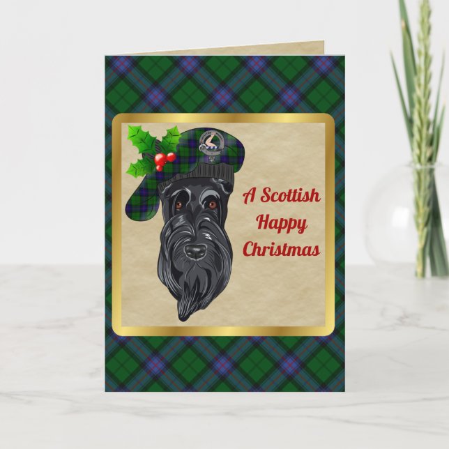 Tarjeta Badge Armstrong y Navidad Personalizada de Tartán (Anverso)