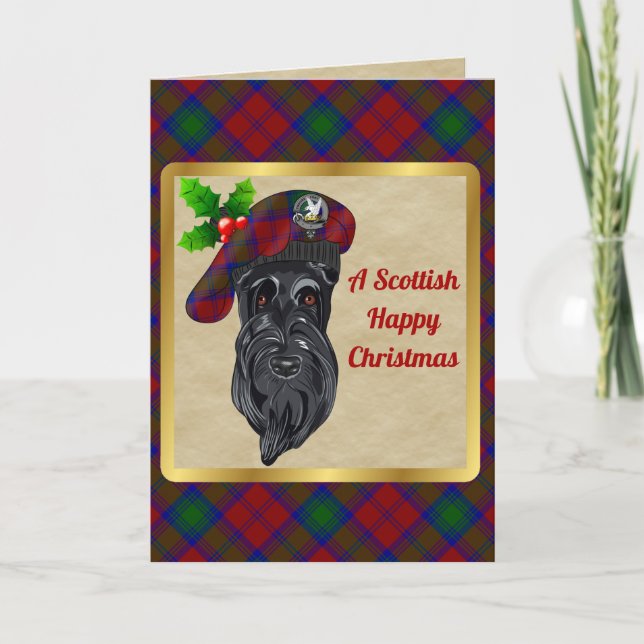 Tarjeta Badge de Clan Lindsay y Navidad Personalizada de T (Anverso)
