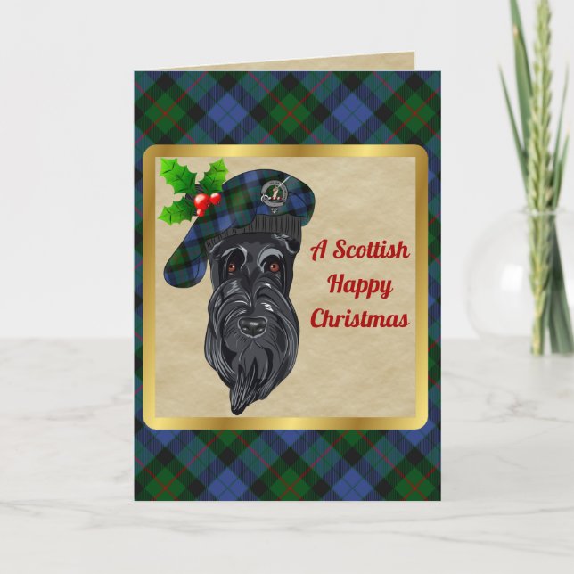 Tarjeta Badge de Gunn y navidades personalizadas de Tartán (Anverso)
